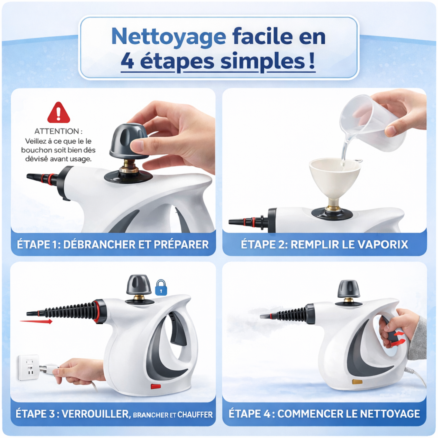 VAPORIX™ Nettoyeur Vapeur Haute Pression pour Toutes les Surfaces de la Maison